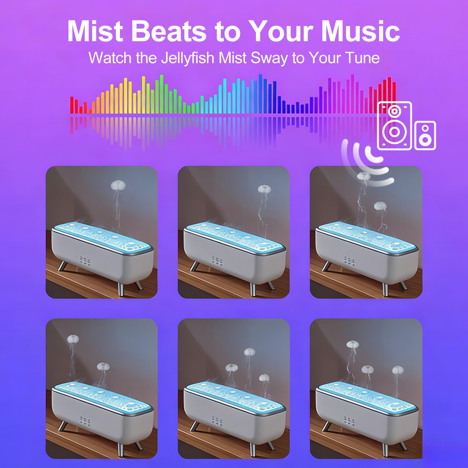 Jellyfish Aroma Diffuser mit Vulkan-Effekt, Quallen-Nebel Tanzt zur Musik