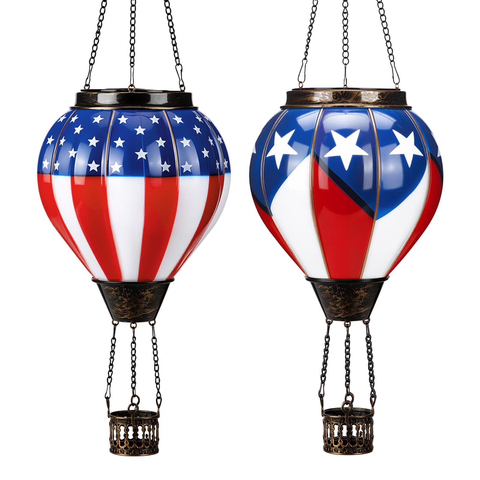 2 Pcs Hot Air Balloon Solar Lantern for Christmas Outdoor Garden Decor