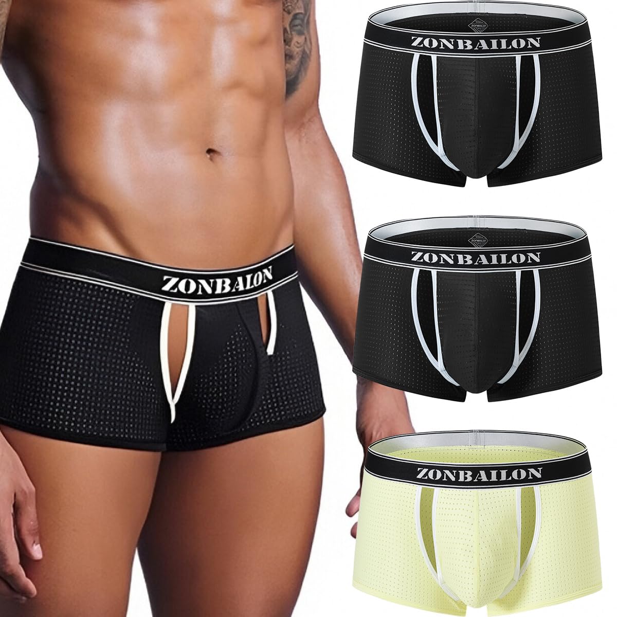 YINYOUYU Mens Bulge Enhancing Pouch Underwear Short Leg Boxers Briefs Trunk