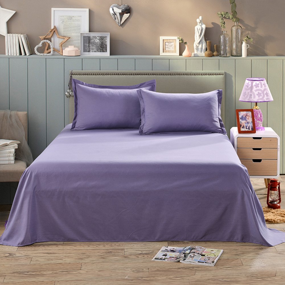 Drap de lit 200x230cm anti-froissement en tissu poncé doux et uni