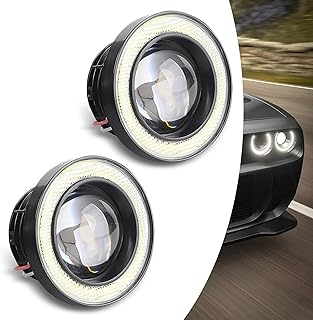 Round Fog Lights, 3" Car Angel Eye LED Fog Light, Universal Lighting Bulb for Cars, Super Bright Daytime Running Light (White #2 PCS)
