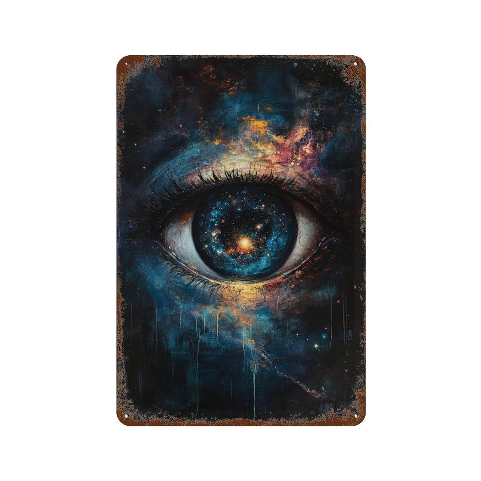Cosmic Eye Painting-4 Rusty Metal Tin Sign 11.8"x7.9", Ideal for Farmhouse, Kitchen And Entryway Decor