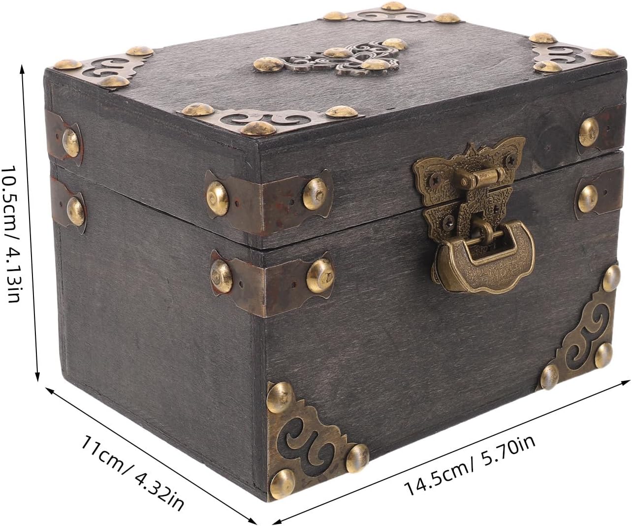 YARNOW Wooden Treasure Chest: Wooden Jewelry Organizer - Rustic Decorative for Home Decor, Jewelry, Trinkets & Gift Storage
