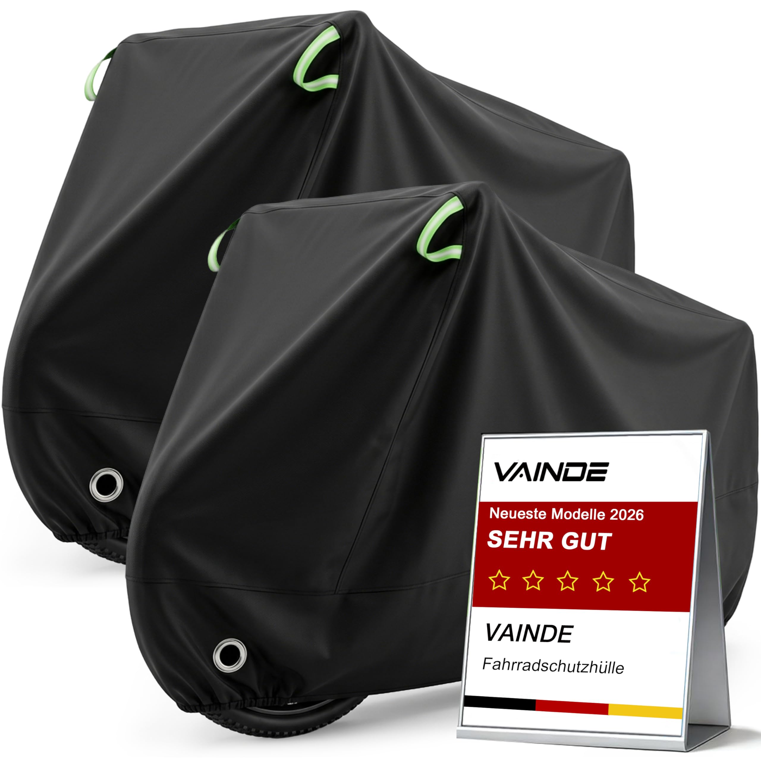 VAINDE 2er Set Fahrradabdeckung, 200 x 110 x 70 cm Wasserdichte Fahrradschutzhülle Oxford Stoff,UV-Schutz Winddicht Reißfest, Universal Fahrrad Abdeckung für E-Bike