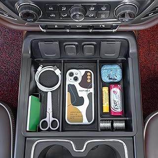 PIMCAR Center Console Organizer Tray for 2014-2018 Chevy Silverado GMC Sierra 1500 & 2015-2019 2500HD/3500HD Models - Custom Fit Storage Insert Accessories