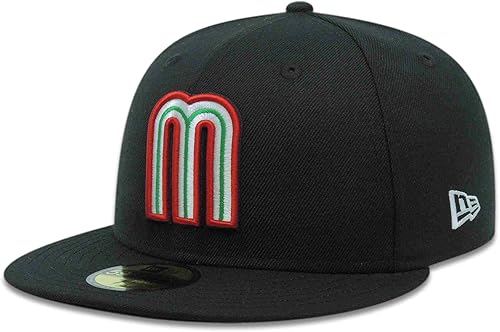 New Era Gorra clásica de béisbol México 59FIFTY CMB Negro México (7 38) - 7 38