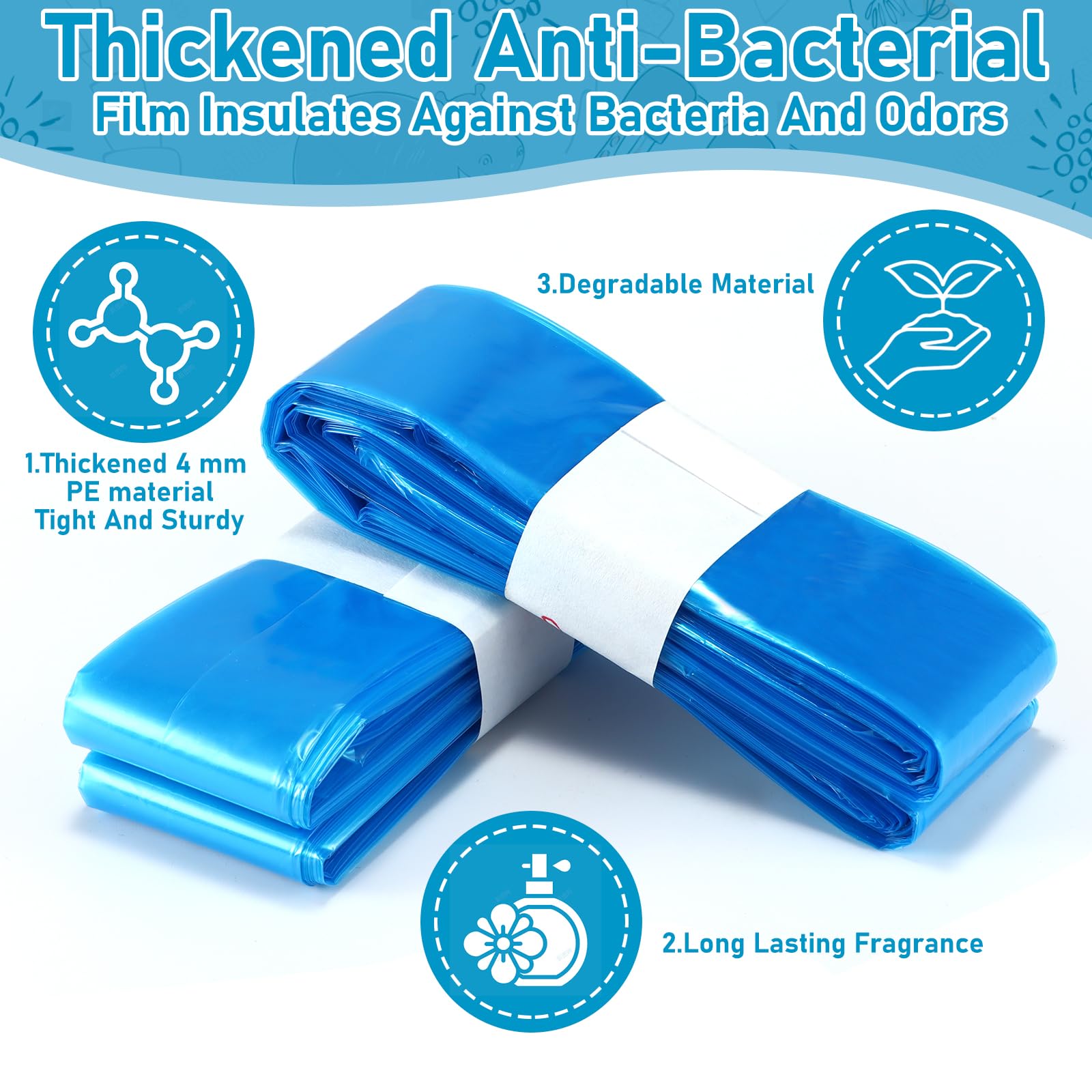 Bolsa Litiere Gato, bolsa de basura para gatos, bolsa de basura para gatos, recargas de camada compatible con Litterlocker/Litter Genie, caja no incluida, paquete de 10 - azul