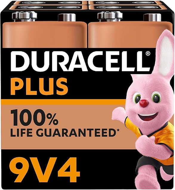 Duracell Plus 9V Alkaline Batteries [Pack of 4], 6LR61 MN1604
