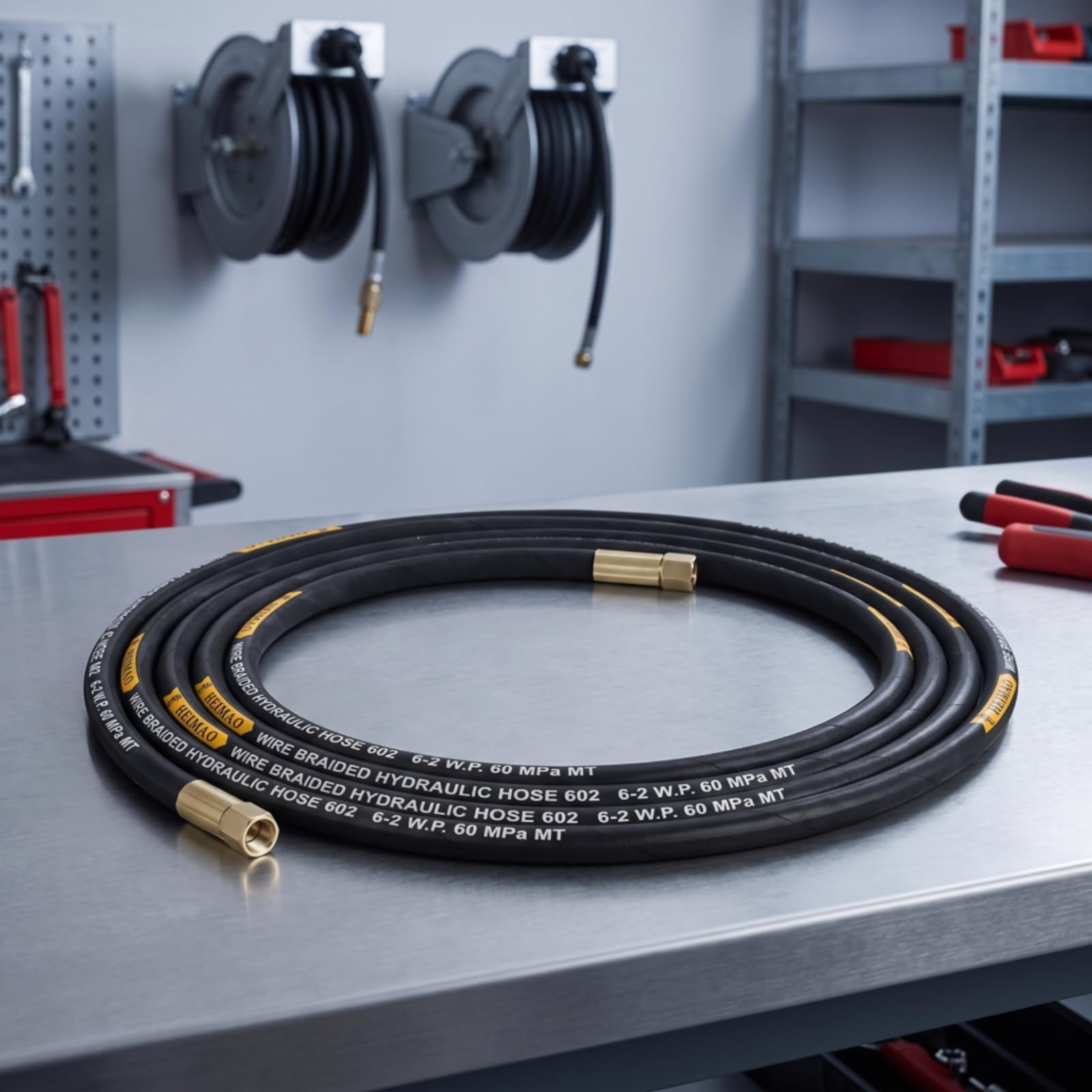 hydraulikschlauch mit metallanschlüssen hochdruck fettspritzen-schlauch flexibel schmifettschlauch für mechanik, heimwk, maschinenwartung, 8 Meter