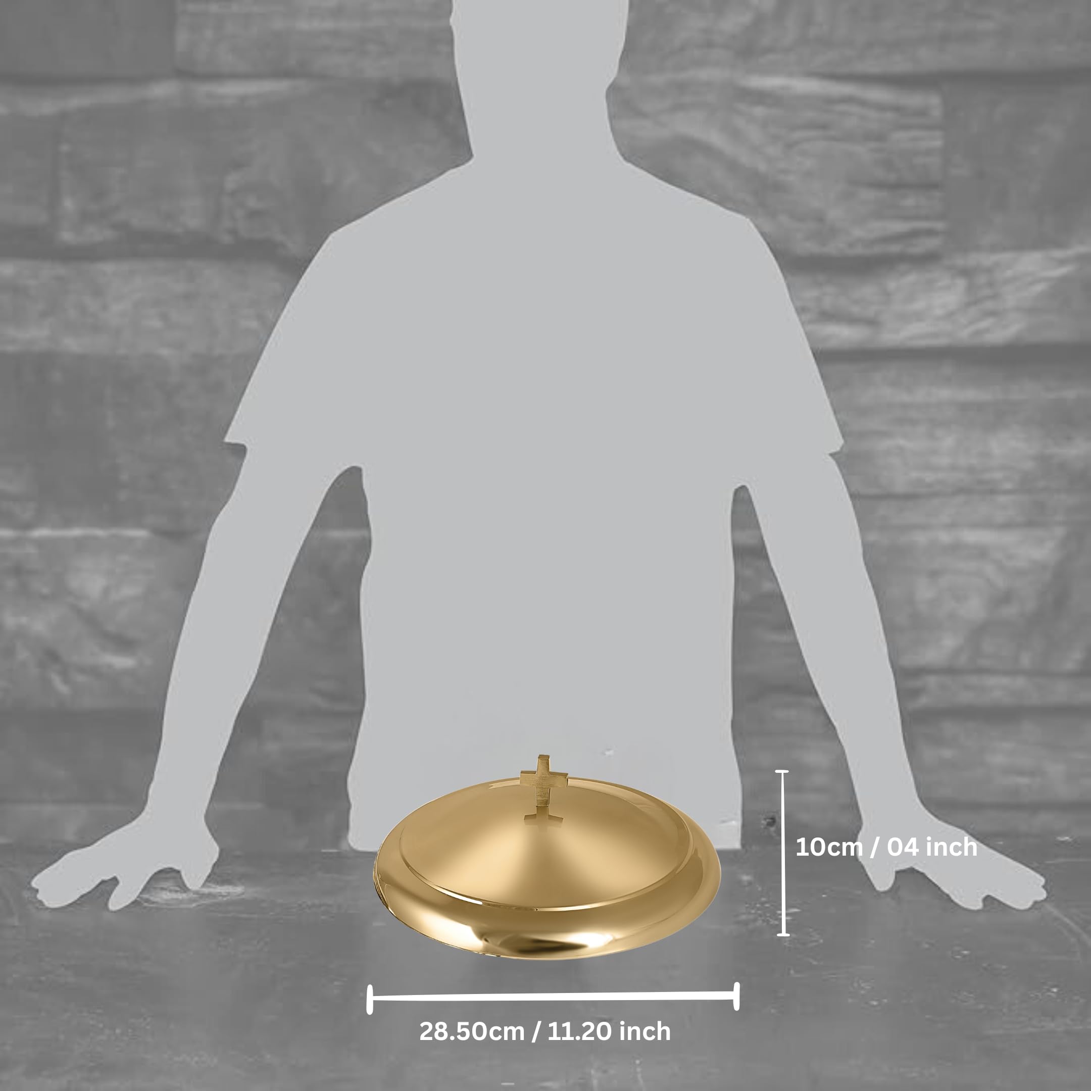 Couvercle de plateau de communion | Couvercle de plateau sacré pour églises | Acier inoxydable – Finition brillante (doré)