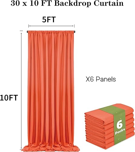 Miniatura 3 de Cortinas de fondo de 30 x 10 pies, paneles de fondo de fotografía naranja para boda, baby shower, fiesta de cumpleaños, decoración del hogar, 5 x 10