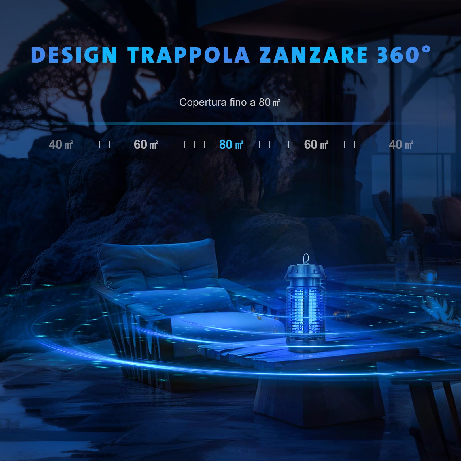 Lampada Antizanzare Elettrica, Zanzariera 20W UV Anti Trappola, Zanzare Elettrica Anti Insetti per Giardino Interno Esterno, Impermeabile IPX4, con 1 Spazzole Pulit