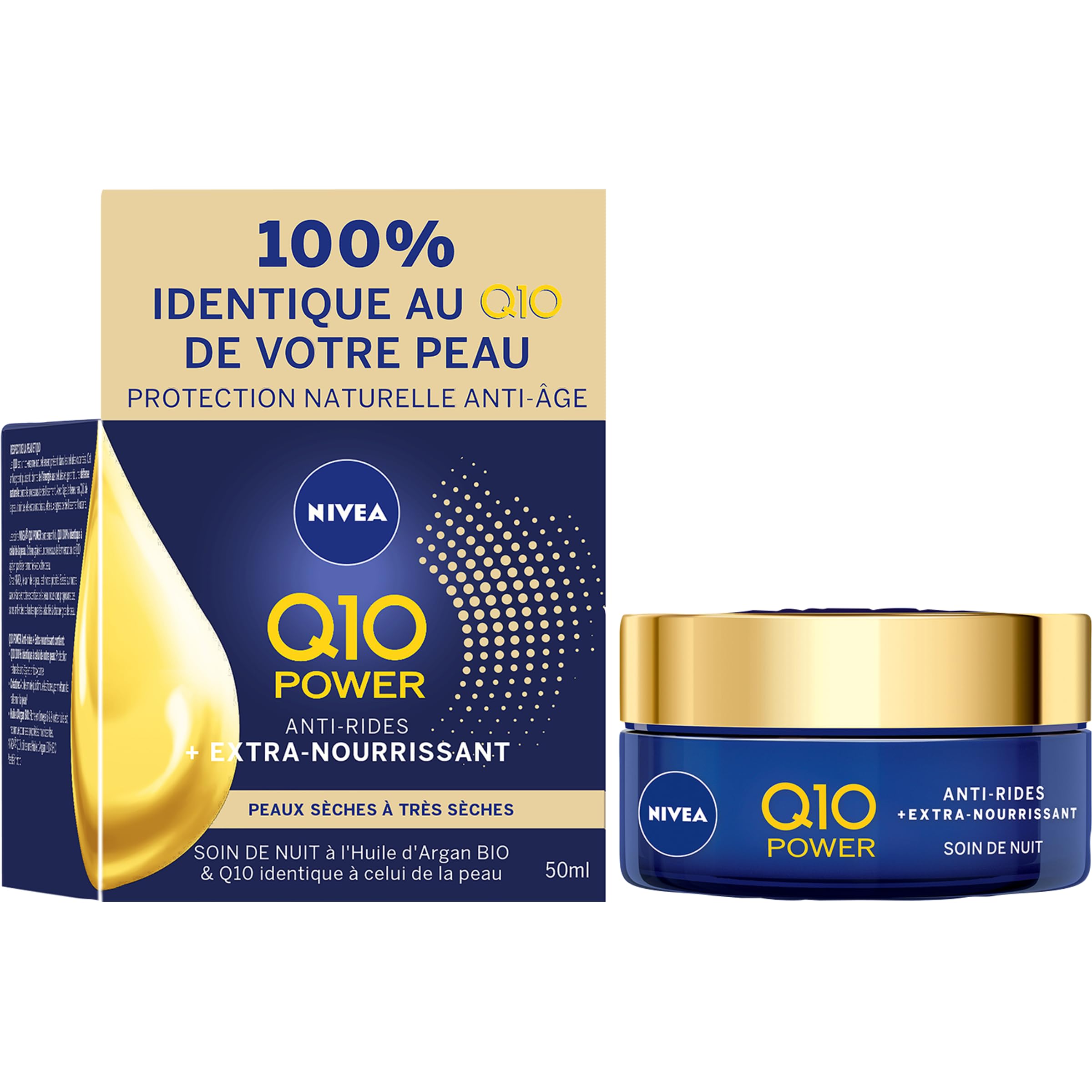 Q10 Kırışıklık Karşıtı Ekstra Besleyici Gece Bakım Kremi 50ml, Kuru ve Olgun Ciltler, Argan Yağı