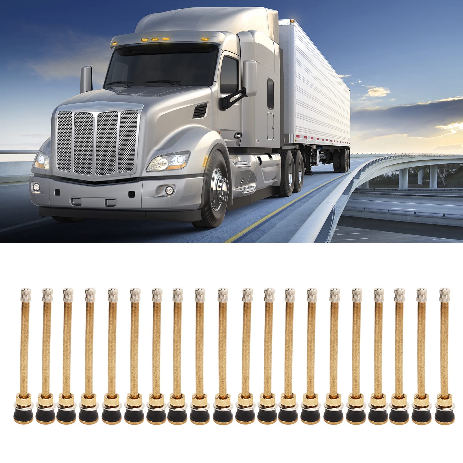 Gerade Kupfer-LKW-Ventilschäfte Langlebig für LKWs TR574 für Alle LKWs 20 Stück 5-Zoll-Klemme Tubeless-Ventilschaft TR574