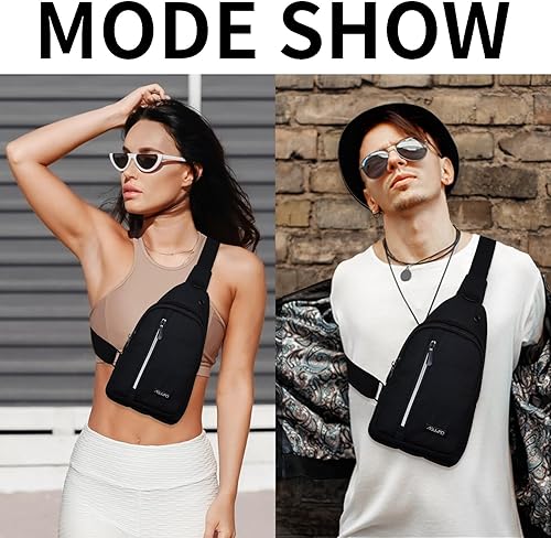 Miniatura 5 de Sling Bag for Men,Nylon Anti-Theft Pocket,Crossbody Bags Trendy,Shoulder Backpack for Work Outdoor Traveling,Black