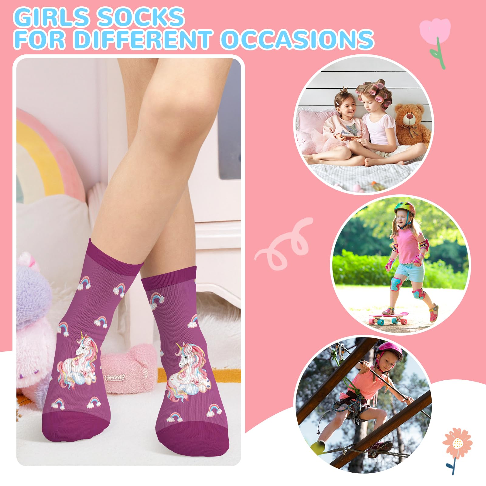 6 Paare Socken Kinder Mädchen Bunte Einhorn Rosa Lila Baumwolle Socken kinder