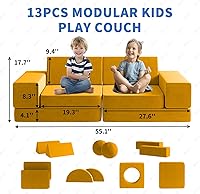 Vista 10 de 12 sofás modulares de juego para niños con 2 bolas y túnel, sofás de juego para niños pequeños para sala de juegos, sofás modulares para juego