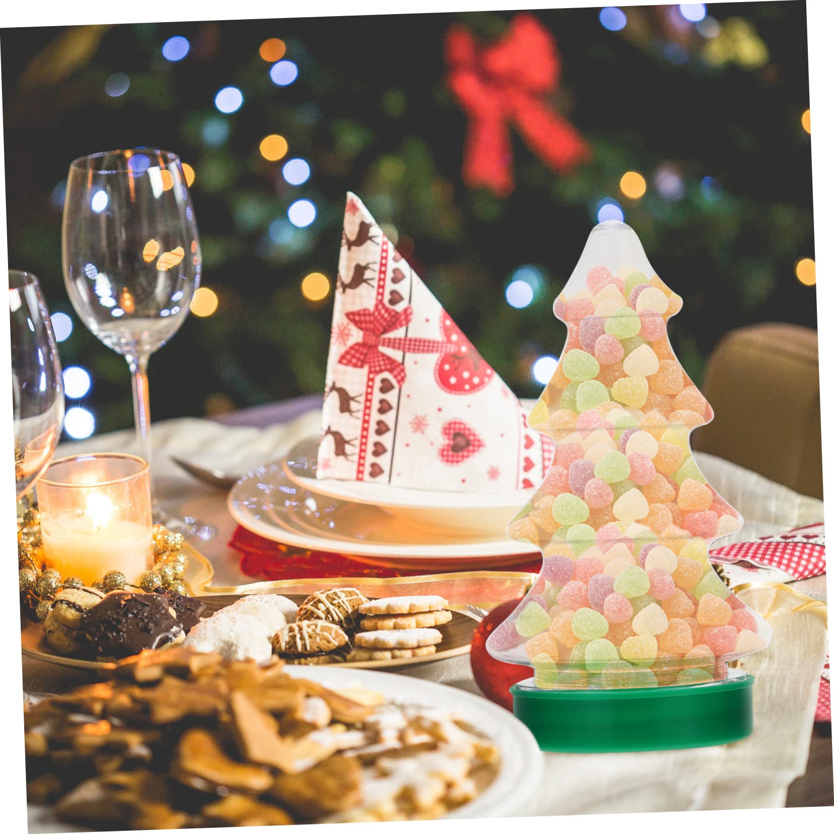 Didiseaon 15 Pcs Candy Bottle Clear Fillable Candy Jar Large Glass Jar with Lid Christmas Tree Candy Jar Spice Jars Loose Tea Jar Christmas Trees Storage Bottle Candy Plate Snack Pet Plastic