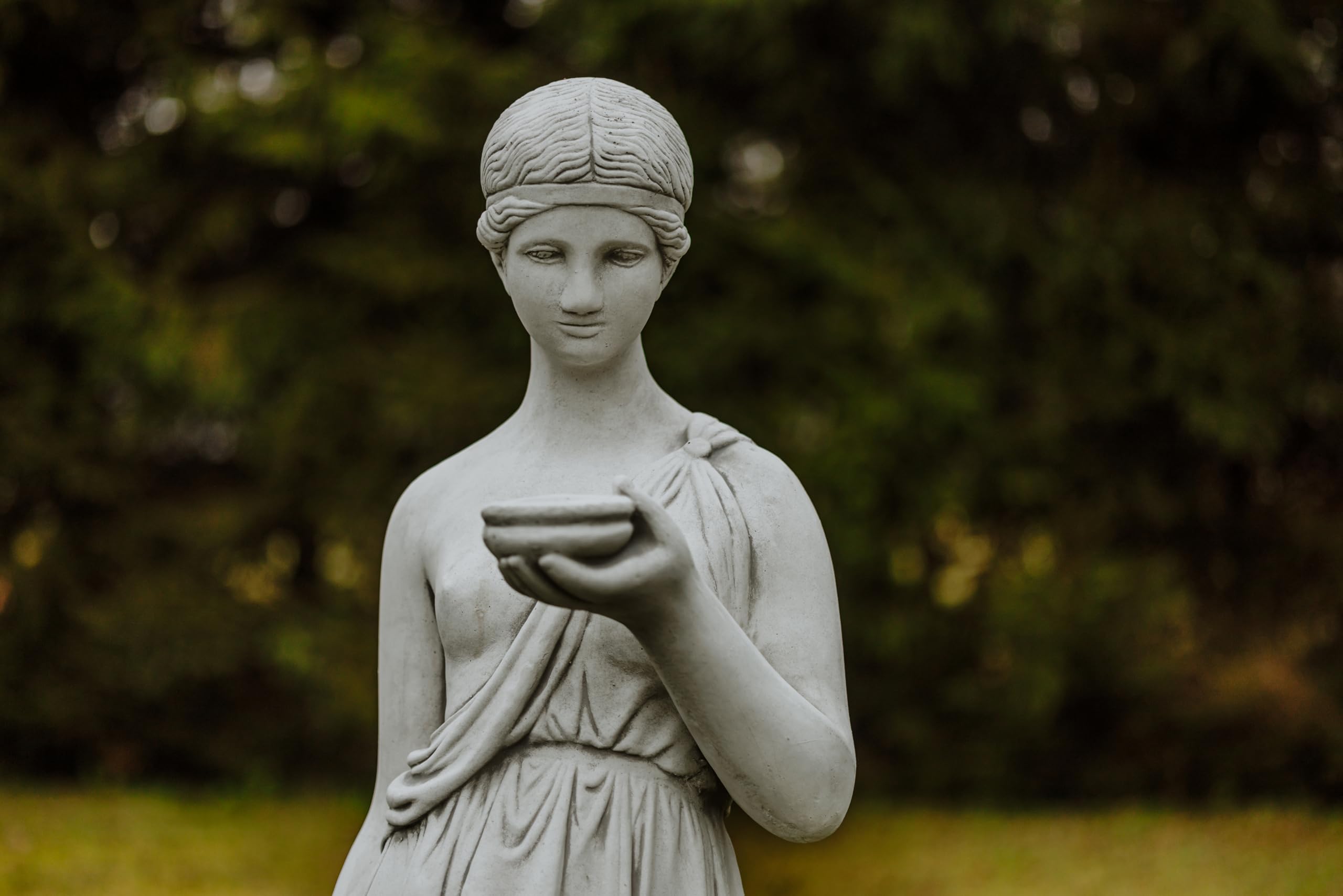 gartendekoparadies.de Hebe Göttin der Jugend Statue, Grau, 122 cm | Steinfigur aus Weißbeton/Steinguss, 94 kg, Frostsicher, Für Außenbereich