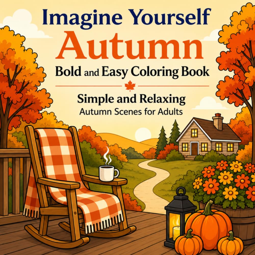 Imagine Yourself Autumn Bold and Easy Coloring Book: Simple and Relaxing Autumn Scenes for Adults (Imagine Yourself Coloring Series)