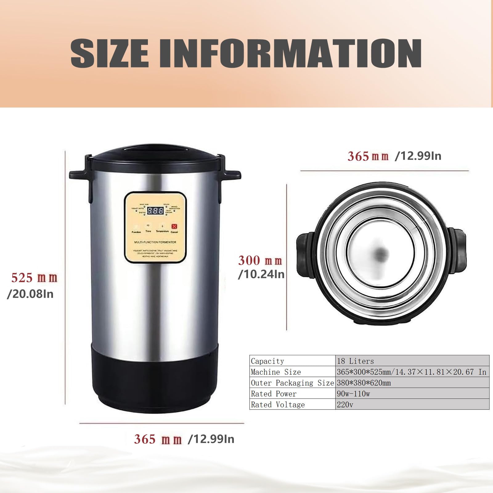 Fermentatore Automatico per Yogurt E Macchina per La Fermentazione del Vino Dolce in Acciaio Inossidabile Fermentatore per Yogurt, Display LCD, A Basso Consumo Energetico per Uso Quotidiano 18L