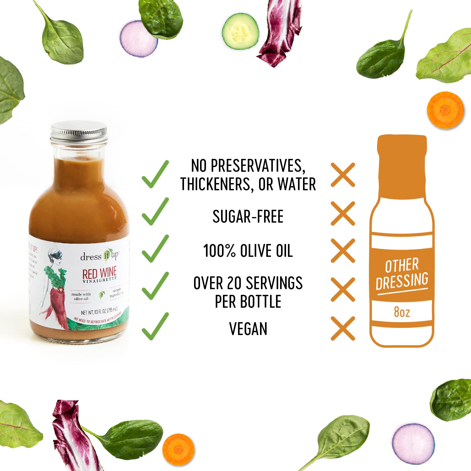 Amazon.com : Dress It Up Salad Dressing, Red Wine Vinaigrette, 2-10 oz  Bottles