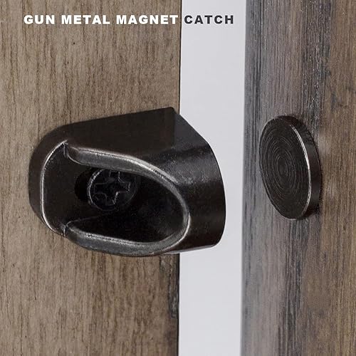 Miniatura 3 de Paquete de 4 cierres magnéticos de níquel y 4 piezas de metal plomizo para puerta de gabinete con imán para puerta de muebles y tapón de cajón, más