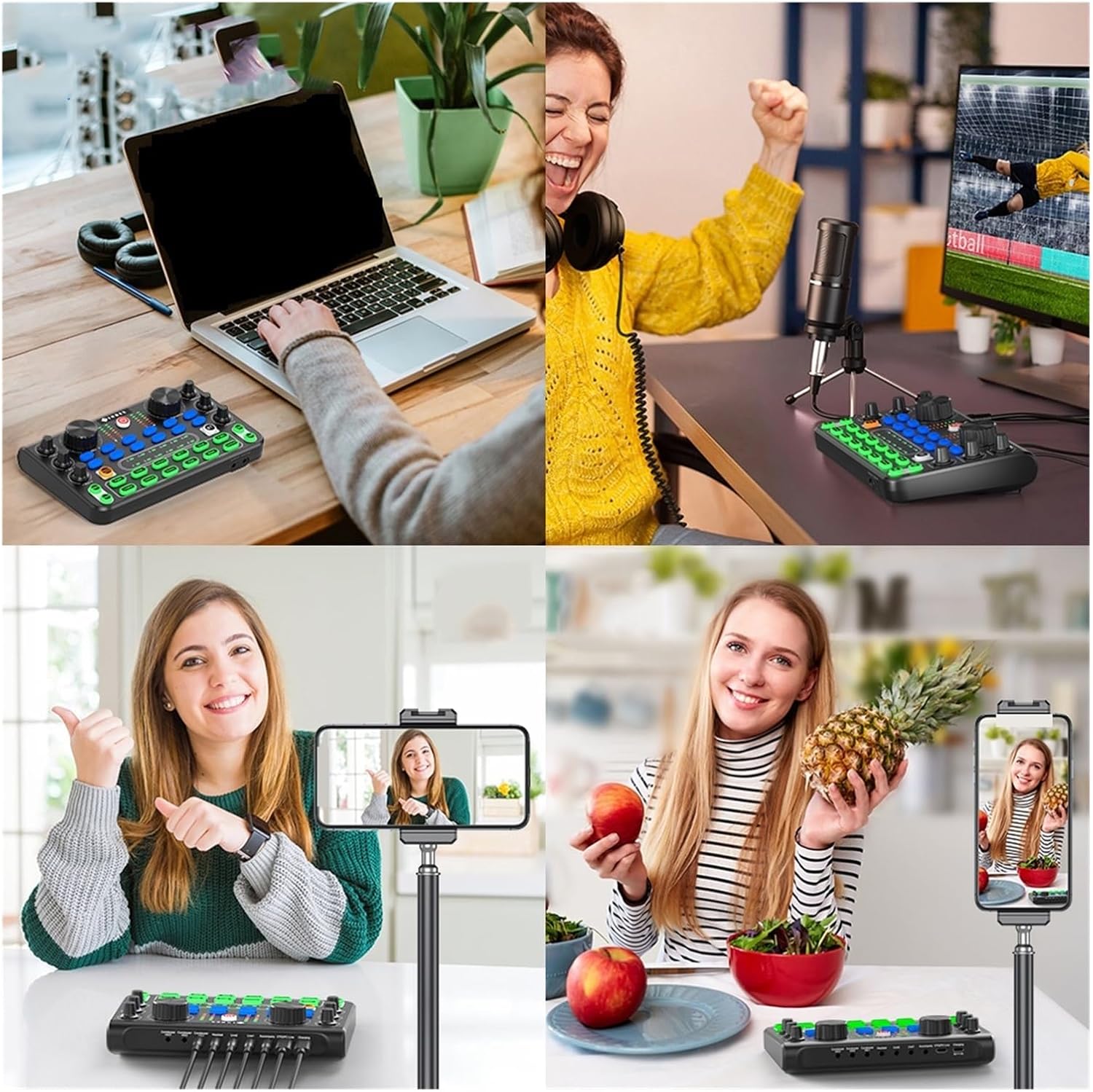 サウンドミキサーボード ライブストリーミング用ライブサウンドカード サウンドエフェクト付きボイスチェンジャーサウンドカード、音楽録音