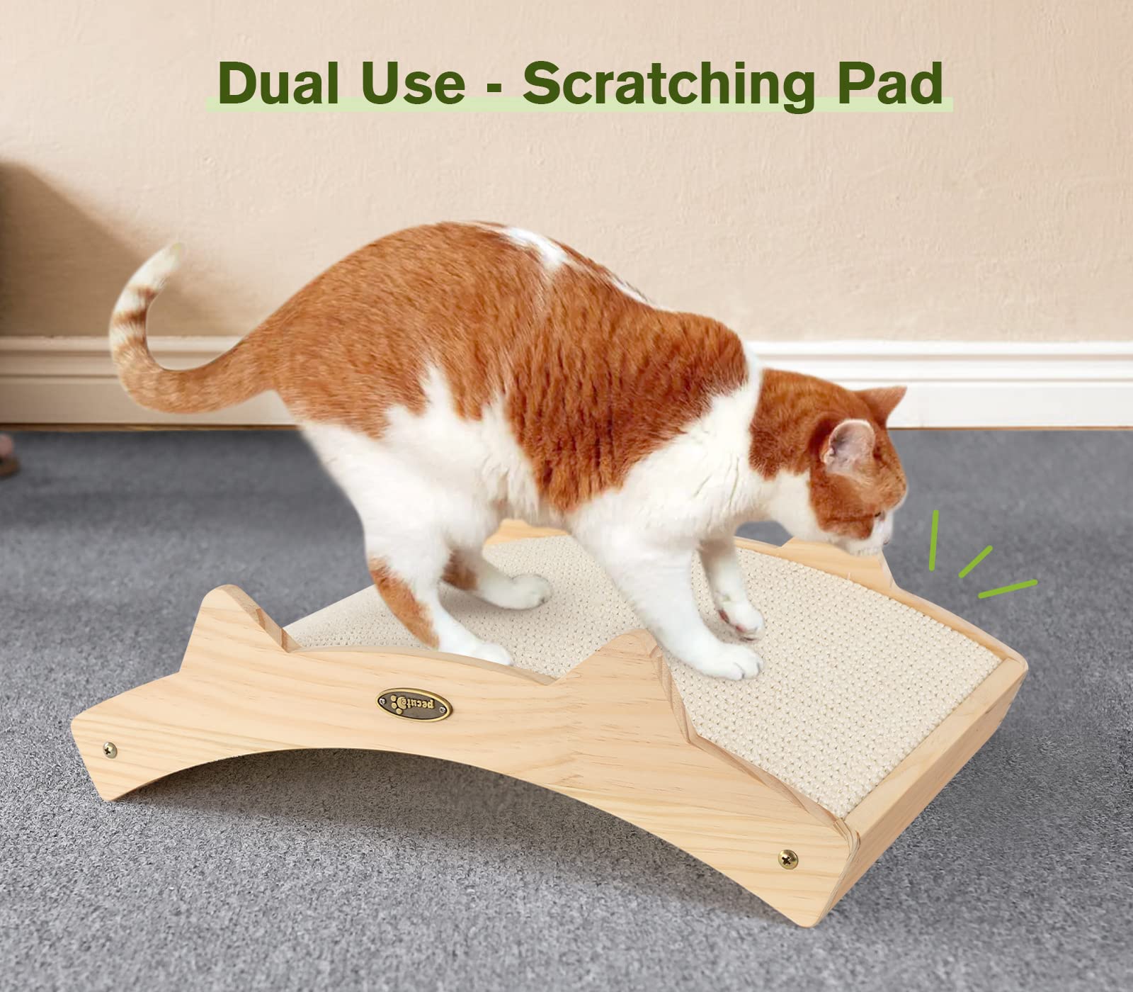 Pecute Tiragraffi per gatti, in sisal intrecciato su entrambi i lati, resistente, struttura in legno, tappetino tiragraffi per gatti, lettino per gatti, idea regalo (42 x 27,5 cm)