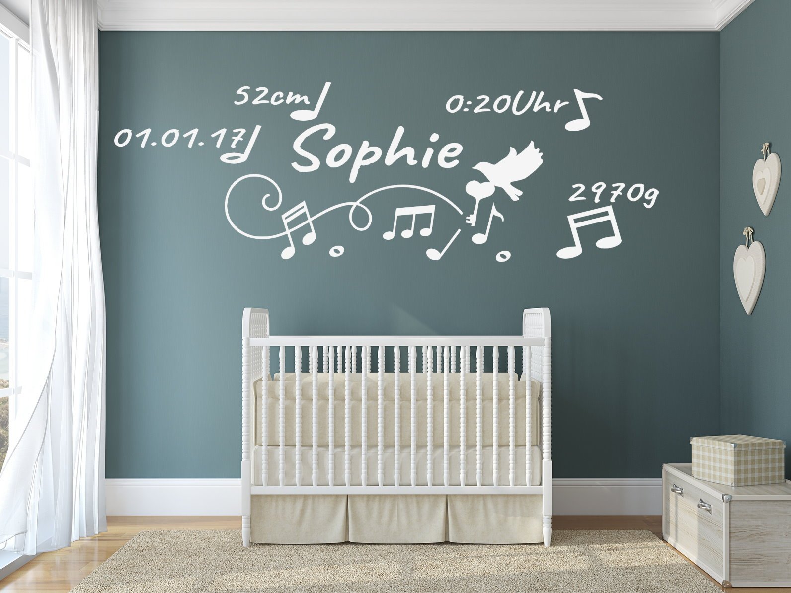 tjapalo® pk210 XL Wandtattoo Kinderzimmer Baby Geburt Wandtattoo Mädchen Geburtsdaten Datum Name Wunschname mit Fee (Breite180xHöhe58cm)
