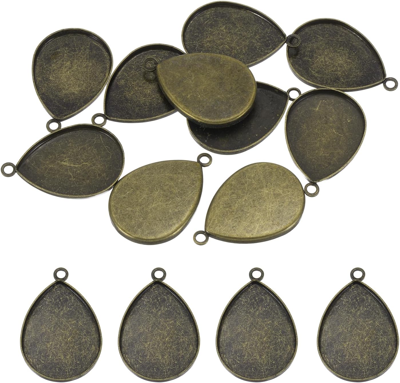 PATIKIL Pendant Trays for Jewelry Making, Blank Pendants Zinc Alloy Teardrop Bezel Settings Flat Base for Necklace Bracelet Photo Charm Art Making Supplies