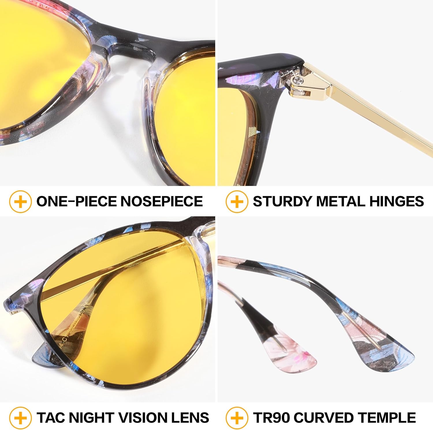 BIRCEN Womens Night Vision Glasses: TR90 Anti-Glare Night Driving Glasses Reduce Eye Strain for Women Drivers Rain Snow Fog - Image 6