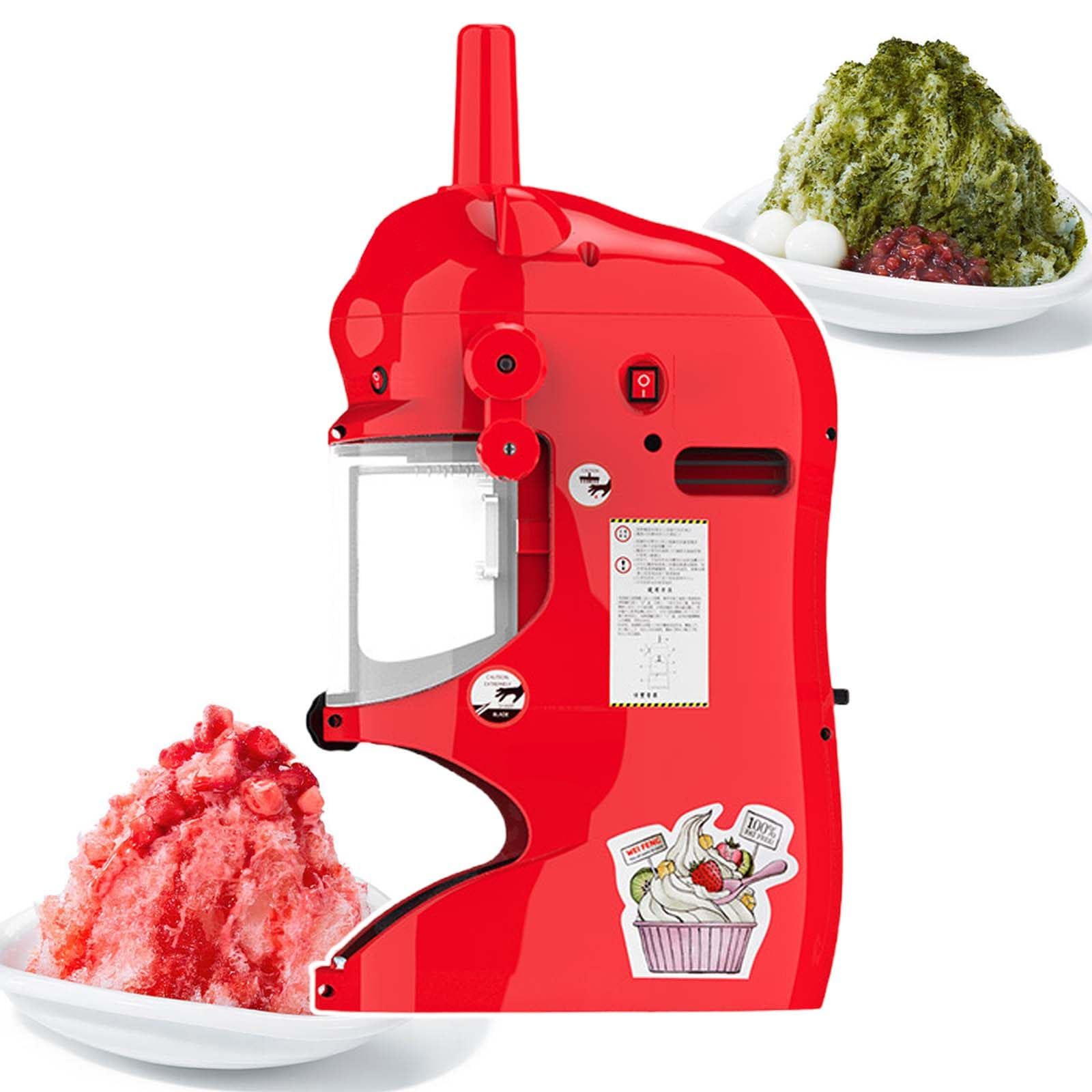 YXZQLOZ Electric Ice Shaver Snow Cone Maker,Professional Ice Crusher,With Adjustable Ice Thickness (Red)