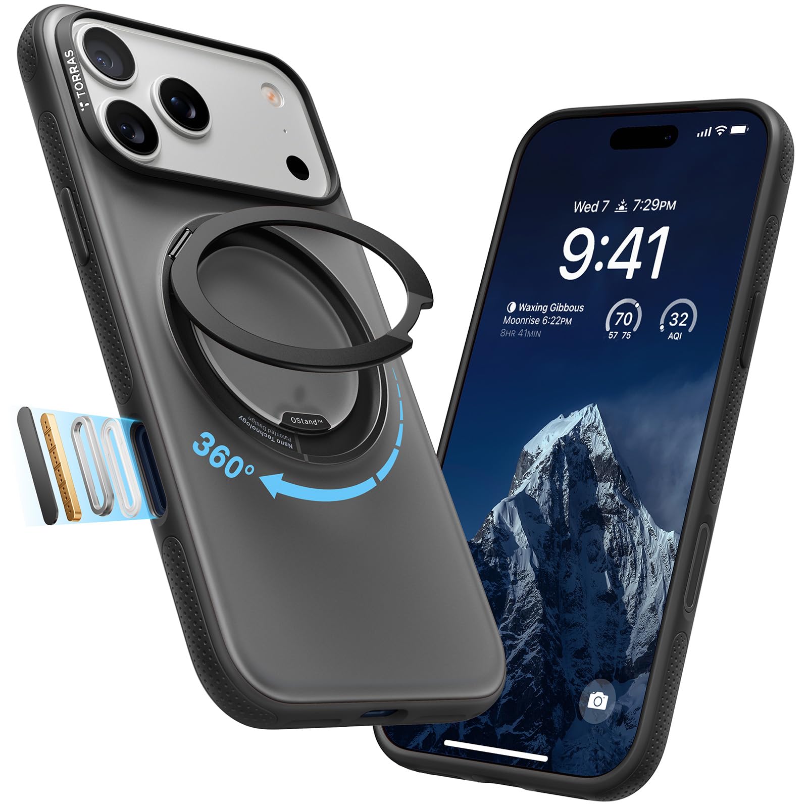TORRAS Suporte magnético 360 para iPhone 17 Pro Max, [adequado