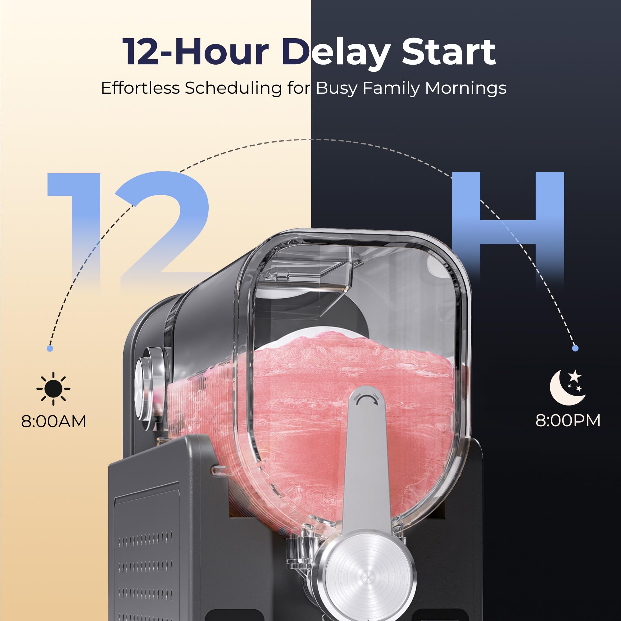 Slushie Machine, nie wymaga lodu, do domu, wyświetlanie temperatury w czasie rzeczywistym, ekspres do mrożonych napojów z 6 zaprogramowanymi programami do lodów, frappés, koktajli mlecznych i innych