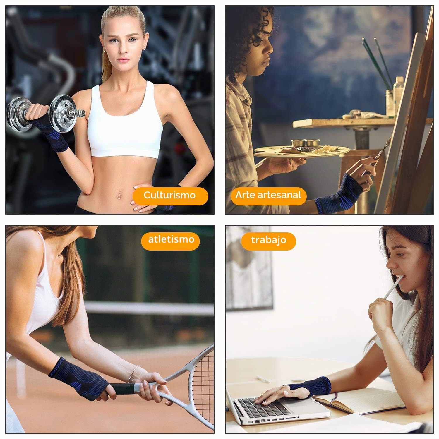 ABYON Muñequeras 2 Unidades para Mano Izquierda y Derecha, Mangas de Compresión para el Túnel Carpiano y Alivio del Dolor de Muñeca, Tendinitis, Artritis, Deportes, Escritura