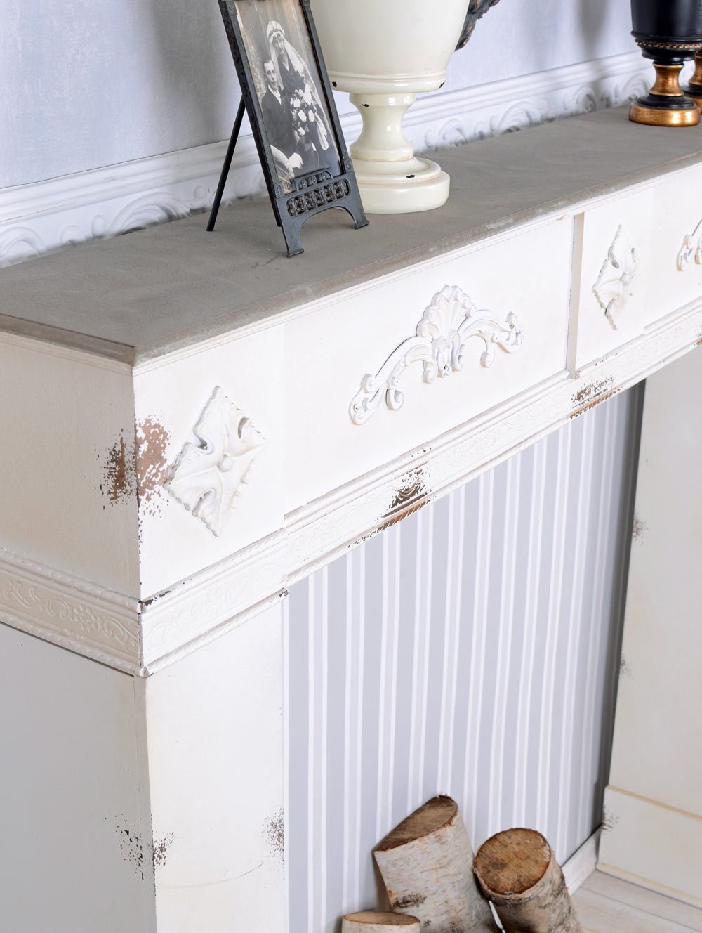 Dekoracyjny kominek Shabby Chic kominek kominek kominkowy Palazzo Exclusive