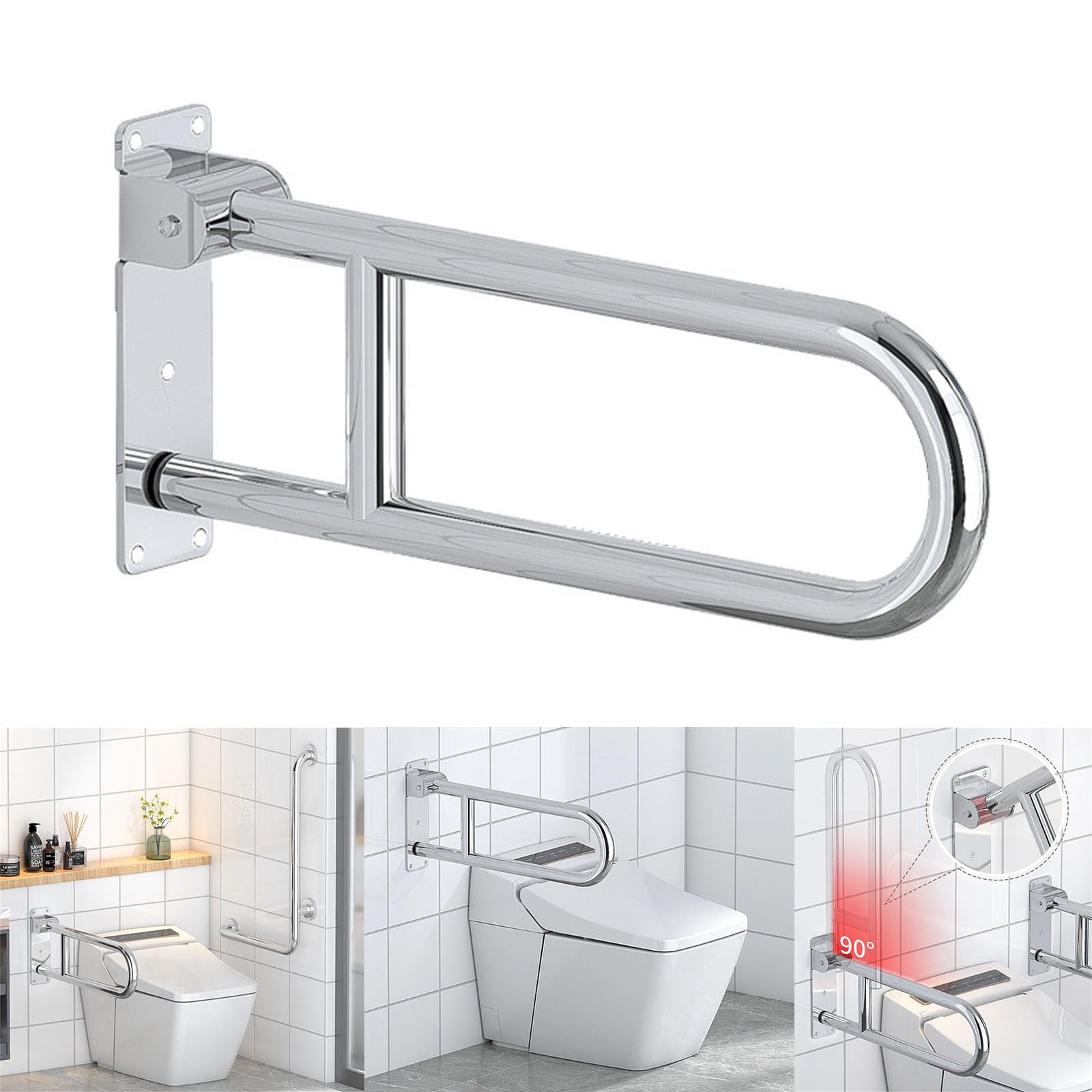 XEGZLH Stainless Steel Foldable Toilet Grab 23.6
