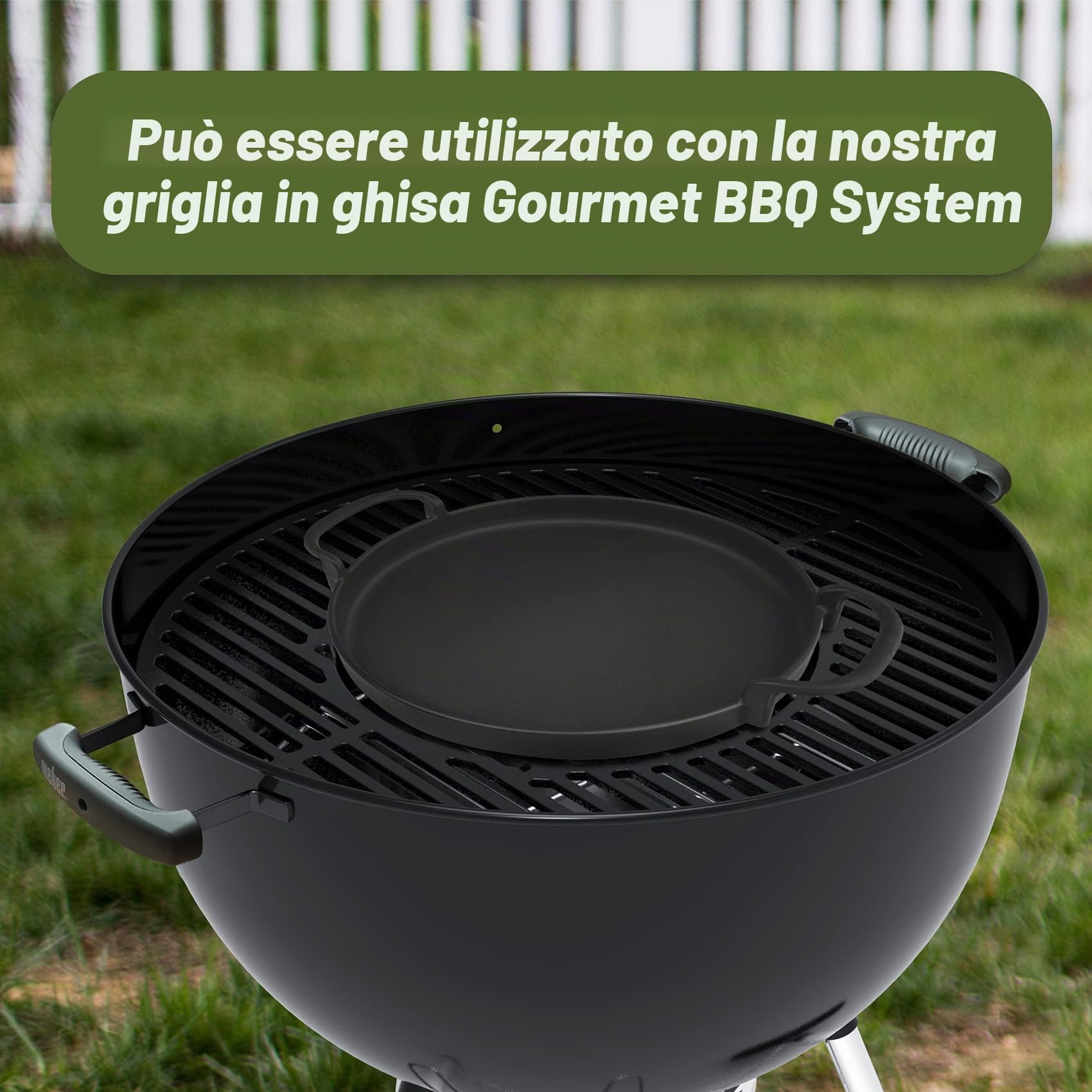 Onlyfire Piastra in ghisa per 57 cm Weber Original Kettle Premium Griglia a carbone | Gourmet Barbecue Sistema Ø 30.5cm, Inserto bbq Piastra per weber 7421