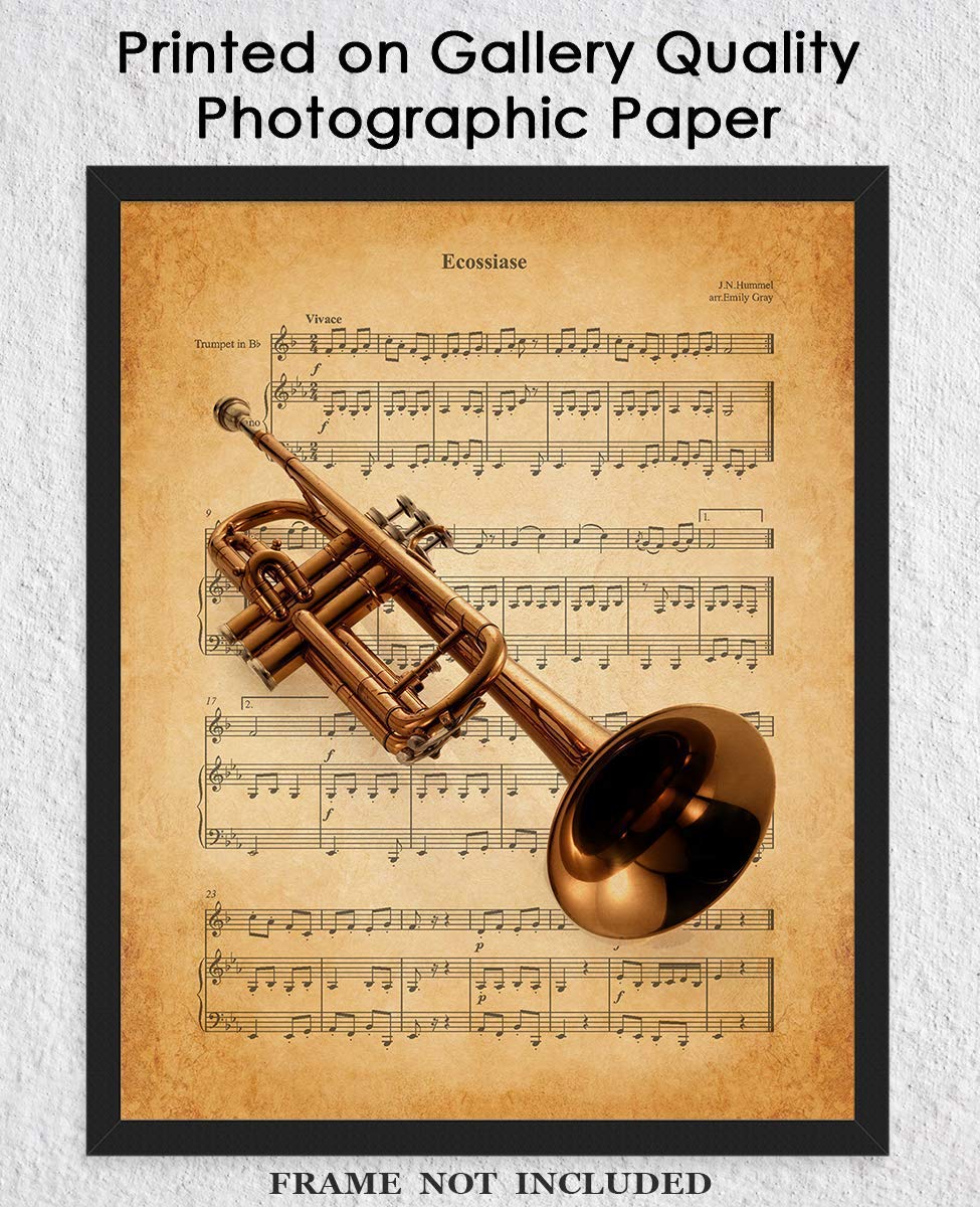 Amazon.com: Vintage Trumpet Ecossiase Music Sheet: Aesthetic Wall