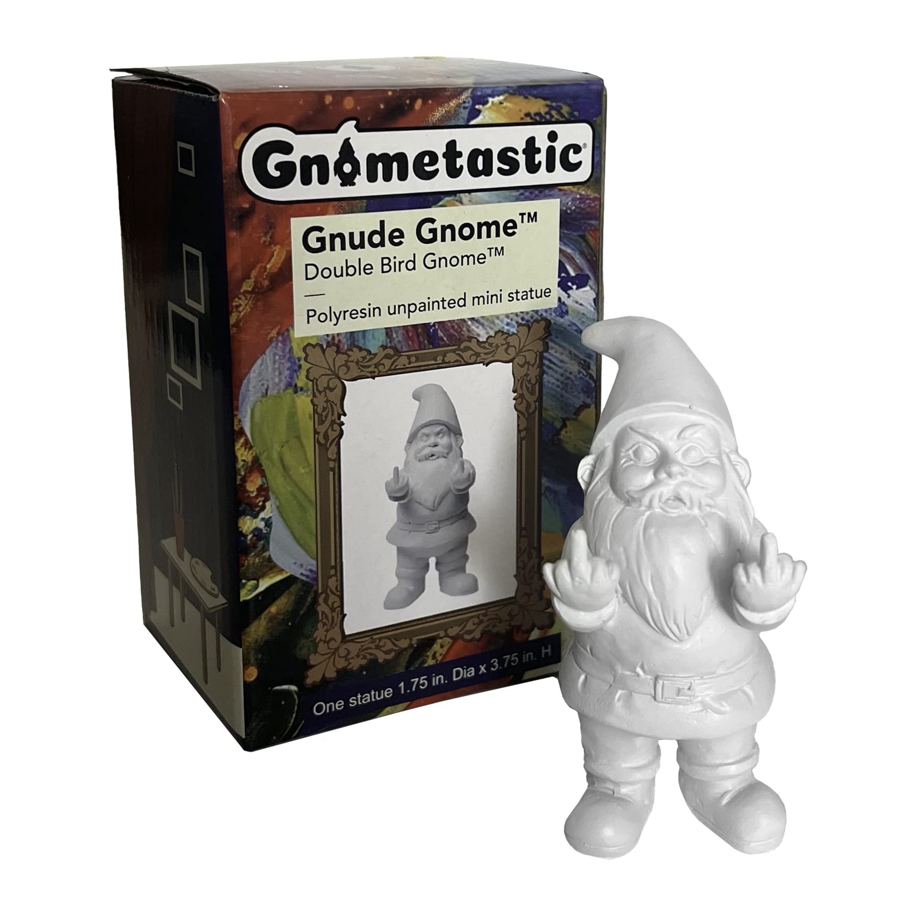Gnometastic Gnude Mini Gnomes - Double Bird Unpainted Gnome Statue, 3.5in Tall - DIY Paint Your Own Gnome - Polyresin Indoor/Outdoor Funny Garden Gnomes to Paint for Adults