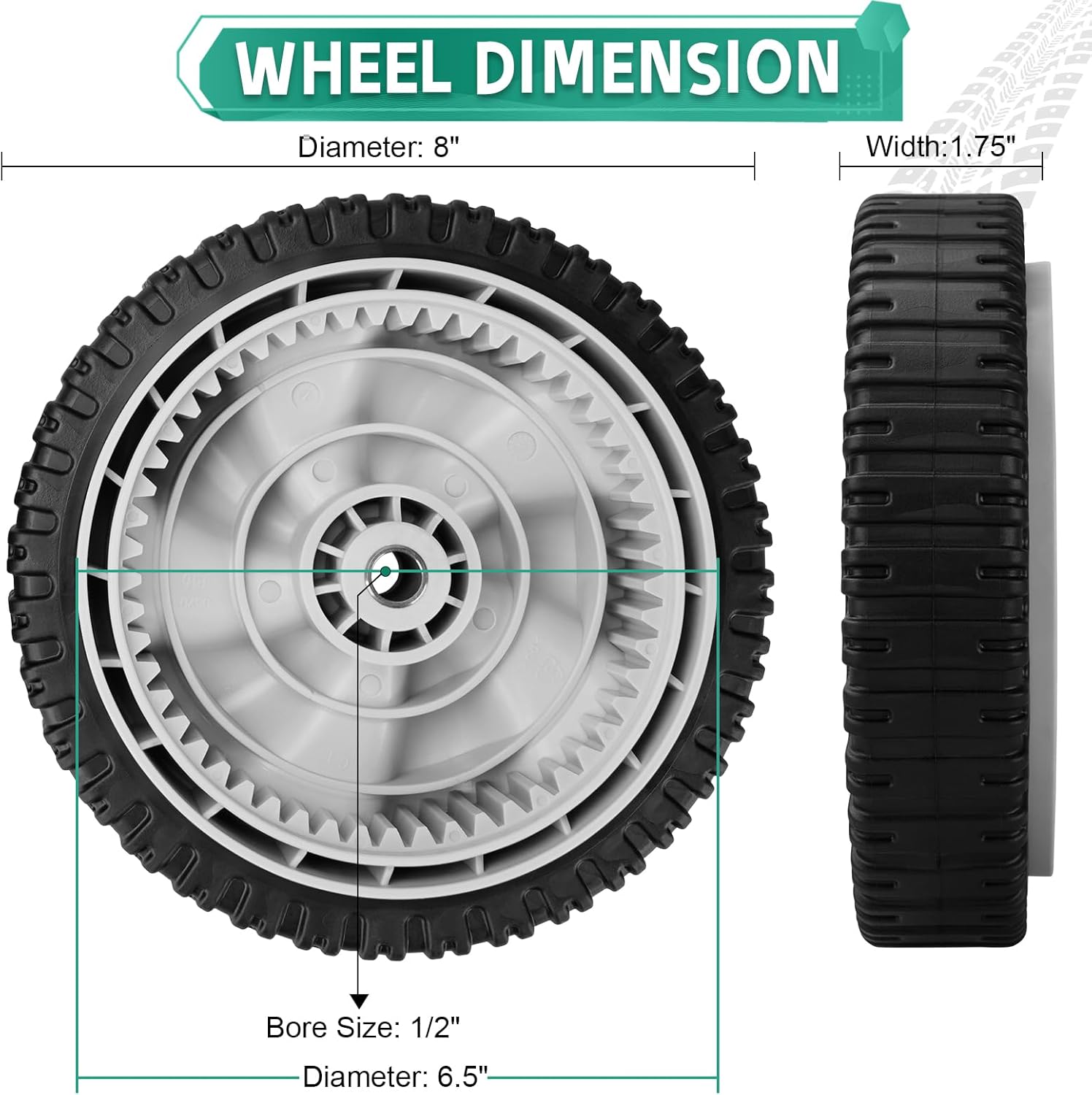 734-04581 Lawn Mower Wheels 8"Front Drive Wheels Replacement for MTD 634-0190(A) Compatible with MTD, Yard Man, Craftsman, Huskee, Yard Machines Self Propelled Walk-Behind Mowers, 2 Pack