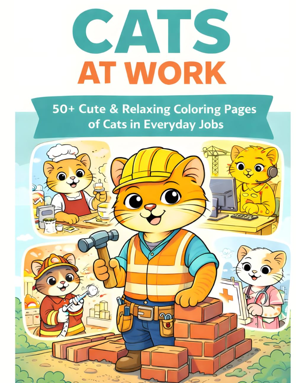 Cats at Work: 50+ Cute & Relaxing Coloring Pages of Cats in Everyday Jobs (Adult Coloring Book) (Cats At… Coloring Book Series)