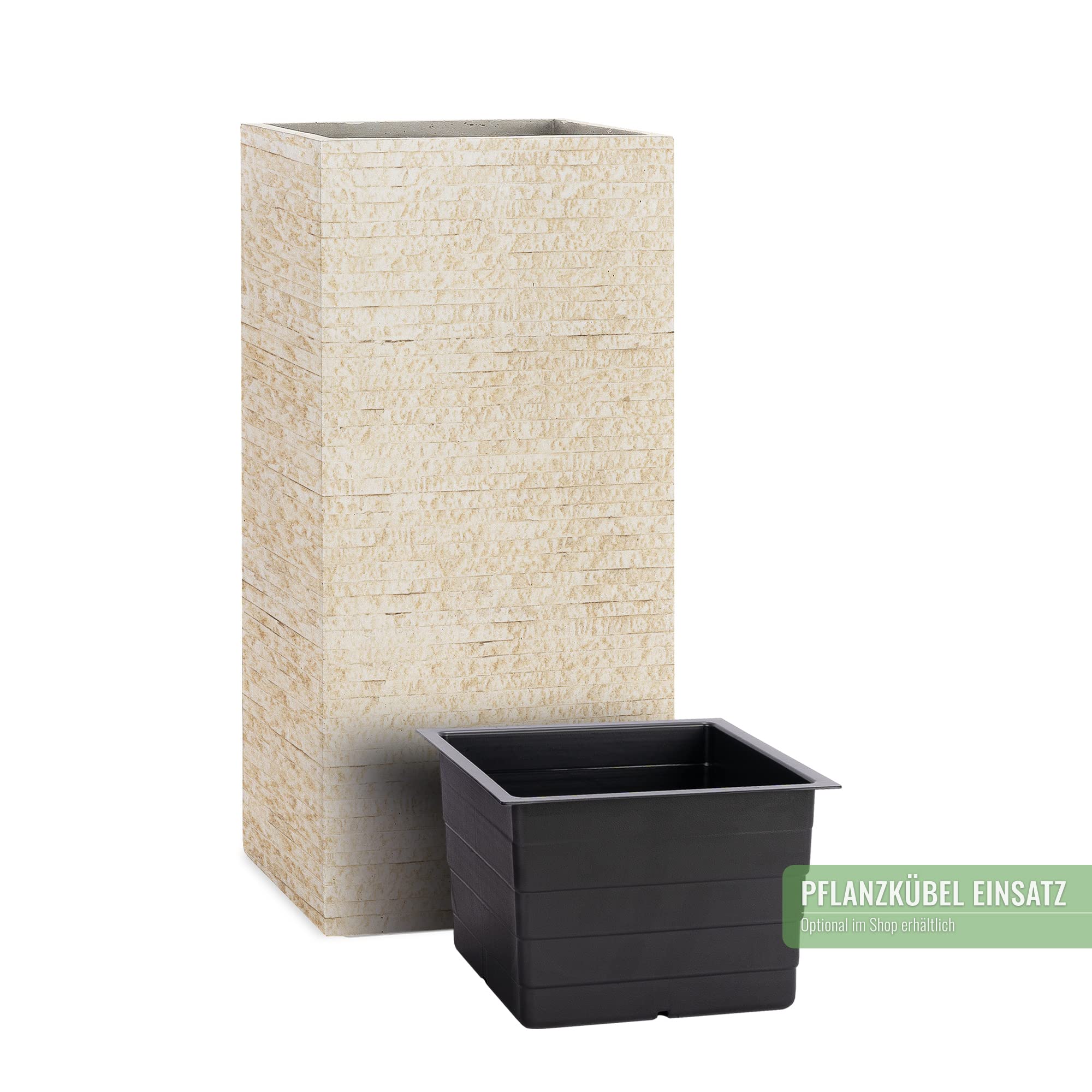 Pflanzwerk® Pflanzkübel Tower Antik Sand 70x33x33cm *Frostbeständiger Blumenkübel* *UV-Schutz* *Qualitätsware*