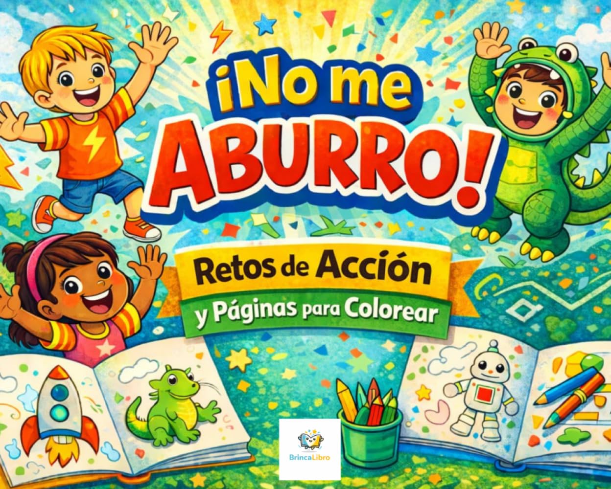¡No me Aburro!: Retos de Acción y Páginas para Colorear (Libros para crear, colorear y trazar)