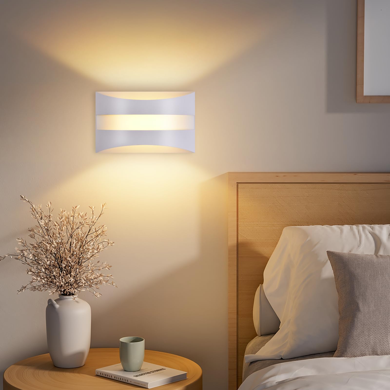 Homefire LED Wandleuchte Innen Wandlampe 4ER 5W Weiß Modern Design | Wandbeleuchtung Wohnzimmer 3000K Up and Down Leuchten Flur Lampe Wand Aus Metall+Acryl Wandlicht für Schlafzimmer Treppenhaus
