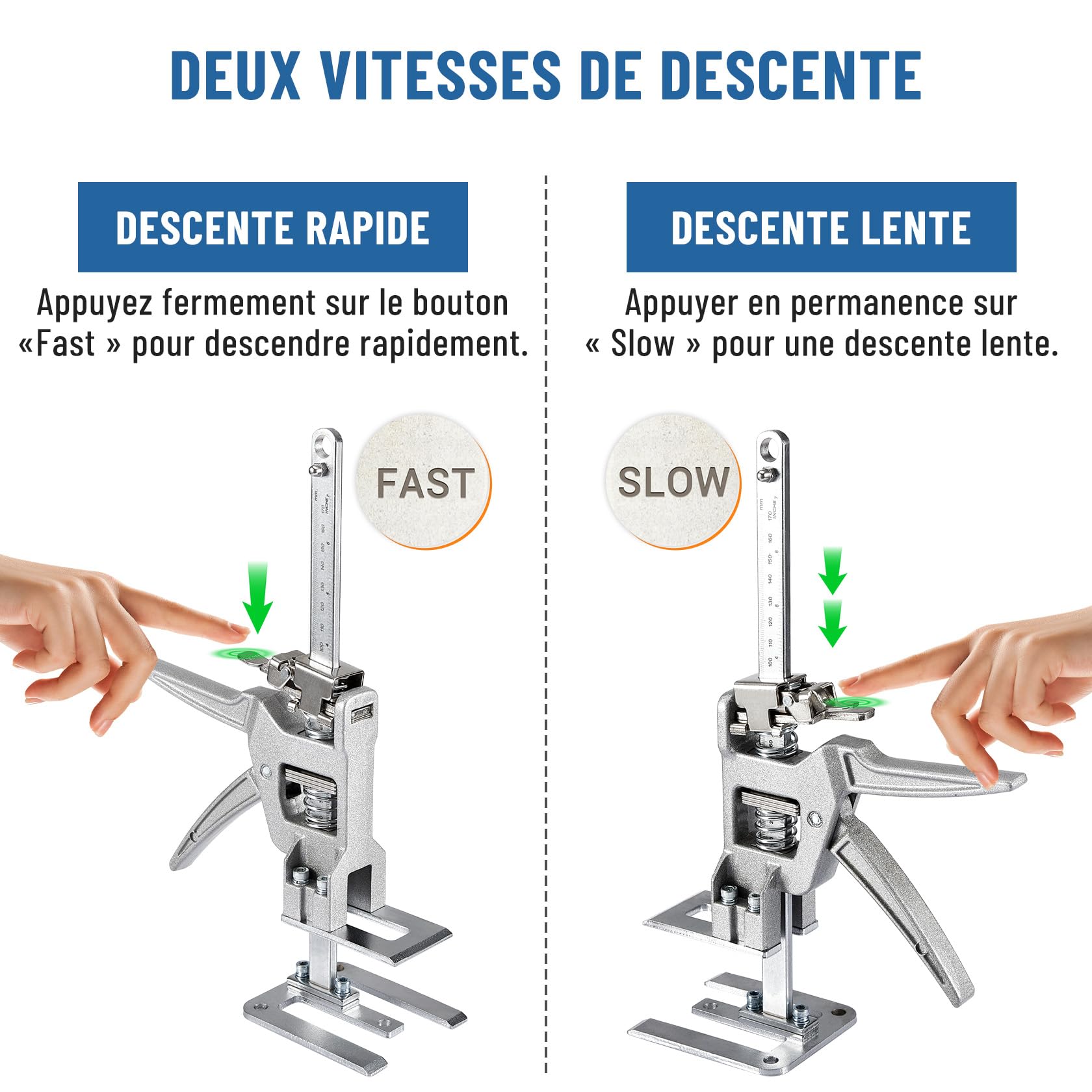 Leve Meuble 2 Pièces, Bras de Levage économisant le Travail avec échelle de Précision, Leve Plaque en Acier au Carbone pour Meubles Lourds, Leve Porte, Souleve Meuble, Capacité de Charge 400KG