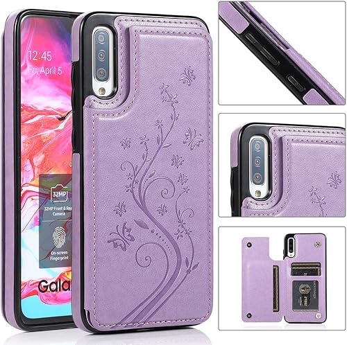 Miniatura 9 de Funda de teléfono para Samsung Galaxy A70 A70S con protector de pantalla de vidrio templado y tarjetero con soporte para tarjetero, soporte para