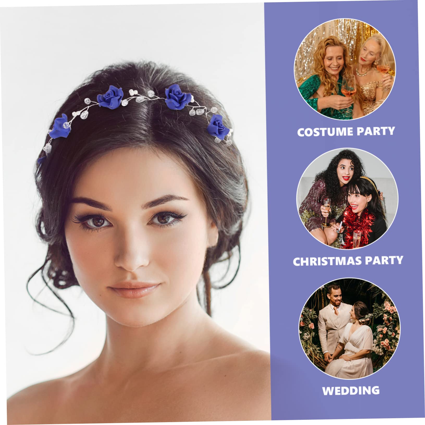 FRCOLOR 4 Diademas de de Imitación con Diseño de de Imitación para El Pelo Tocado de Novia para Mujer Color Azul Marino