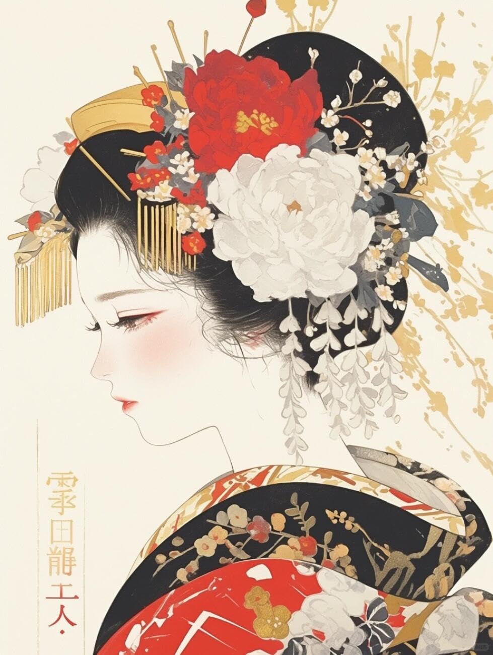 Rqwybcaxn Seed Bead Embroidery Kits Japanese Geisha 40x50cm